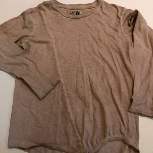 Nununu Brown Asymmetrical shirt with thumb holes.